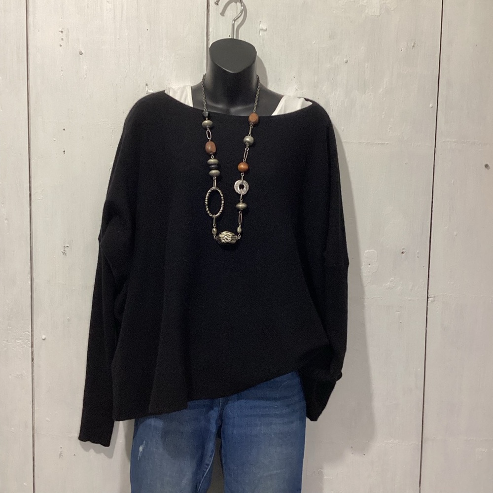 Demy Lee Black Cashmere Pullover Sweater, Size L